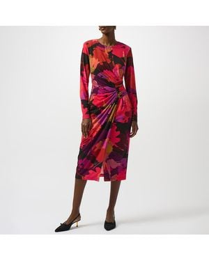 Joseph Ribkoff Silky Knit Floral Print Midi Dress - Red
