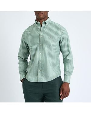 GANT Stripe Brushed Cotton Twill Shirt - Green
