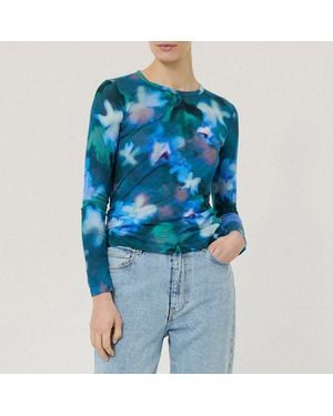 Jigsaw Floral Mist Ls Tee - Blue
