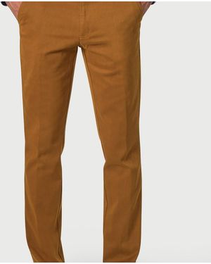 Brook Taverner Tailored Fit Seychelles Dijon Cotton Blend Twill Trousers - Brown