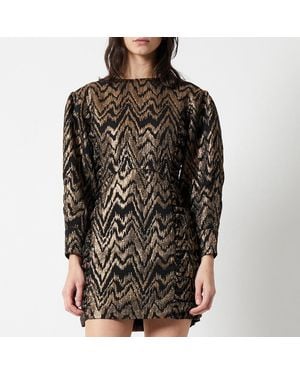 French Connection Ellery Jacquard Puff Sleeve Mini Dress - Black