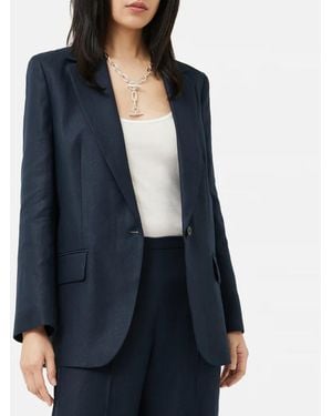 Jigsaw Linen Gibson Blazer - Blue