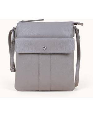 Assots London Amba' Pebble Full Grain Real Leather Crossbody Bag - Grey