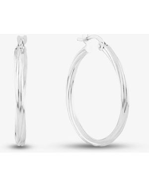 T.H.Baker 9Ct Twist Hoop Earrings D01-5003-W - White