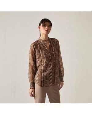 James Lakeland Sequin Animal Print Blouse - Brown