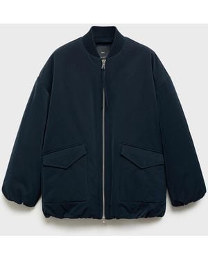 Mango Bomber Jacket With Double Zip - Blue
