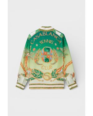 CASABLANCA Cuban Collar Long Sleeve Shirt Joyaux D'Afrique - Green