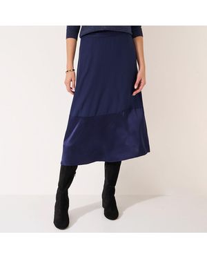 Crew Rena Satin Midi Skirt - Blue