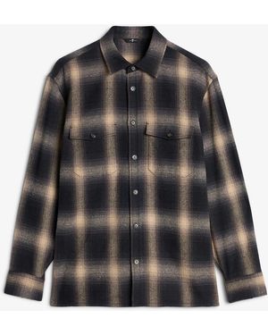 7 For All Mankind Multi Overshirt Chequered Flannel Shirt - Black