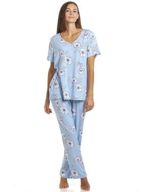 CAMILLE Spandex Full Length Pyjama Set - Blue