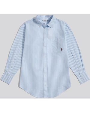 U.S. POLO ASSN. Light Striped Loose Poplin Shirt - Blue