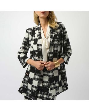 Joseph Ribkoff Cream Plaid A-Line Blazer - Grey