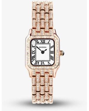 Sekonda Monica Rose Plated Crystal Set Watch 40662 - Metallic
