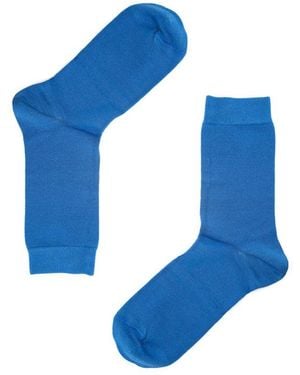 Jemsox Luxury Pure Colour Cobalt Socks Tencel Comfort Socks - Blue