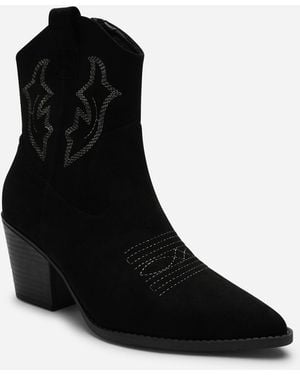 Where's That From Seraphina Cowboy Boots Ankle Length Western Block Heel - Black
