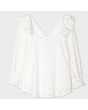 Paul Smith Frill Cotton Blouse - White