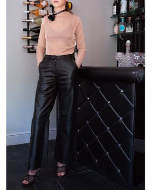Muubaa Anna Wide Leg Leather Trousers - Black