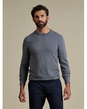 Duchamp Slate Crew Neck Cotton Blend Jumper - Blue
