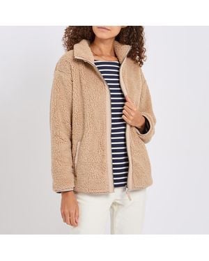 Joules Tan Tilly Zip Borg Fleece - Natural