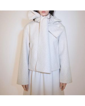 Mango Jacket With Scarf And Pockets - Blue