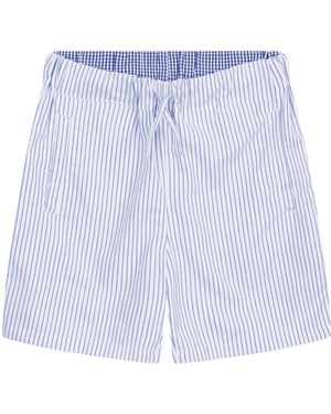 Lounge Loungewear Shorts Organic Brushed Cotton And Stripes - Blue