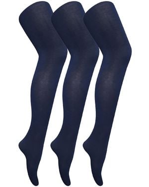 Sock Snob 3 Pair Ladies Coloured Opaque 80 Denier Plain Block Colour Tights - Blue