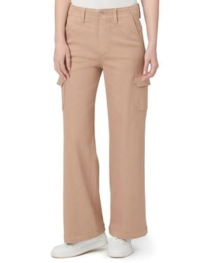 PAIGE Taupe Coated Carly Cargo Straight Jean - Natural