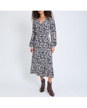 Crew Printed Tie Back Tea Dress - Blue