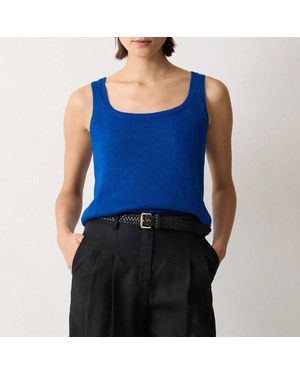 Jigsaw Linen Square Neck Knitted Vest - Blue