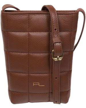 Pure Luxuries 'Elouise' Dark Tan Nappa Leather Cross Body Phone Bag - Brown