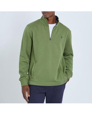 Joules Khaki Cotton Blend 1/4 Zip Jumper - Green