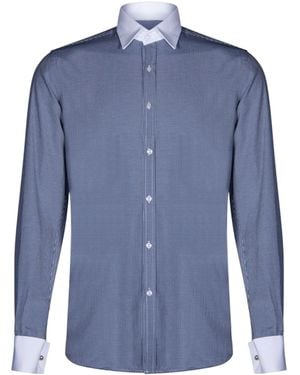 TruClothing Club Collar Shirt 1920S Peaky Blinders With Bar Poplin Pin Smart - Blue