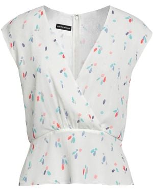 Emporio Armani Contrast Print Wrap Blouse - White
