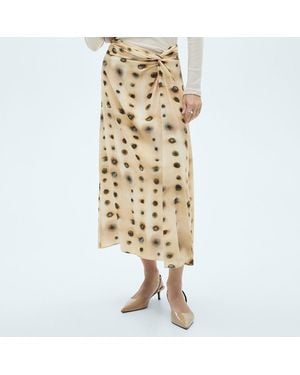 Mango Polka-Dot Skirt With Knot Detail - Metallic