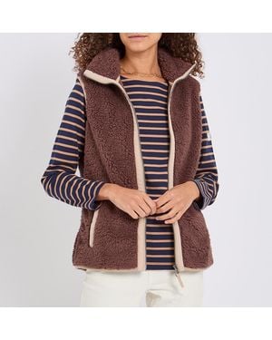 Joules Chocolate Tilly Contrast Zip Fleece Gilet - Brown