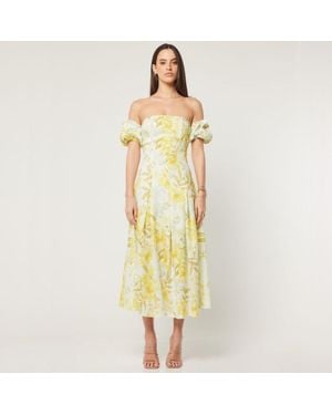 Elliatt Sheraton Off-Shoulder Midi Dress - Yellow