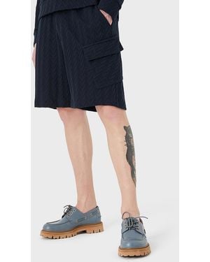 Emporio Armani Drawstring Cotton Shorts - Blue