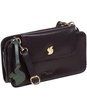 Conkca 'Little Wonder' Leather Cross Body Clutch Bag - Black