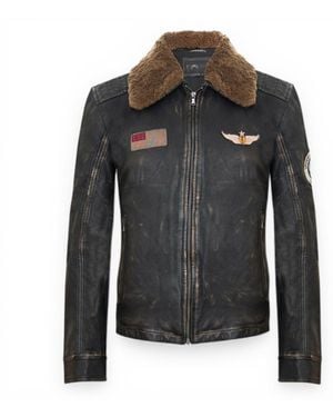 Infinity Leather Badged Vintage Leather Vintage Jacket-Chesham - Black