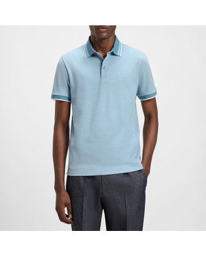 BOSS Prout Tipped Cotton Polo Shirt - Blue
