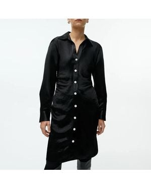 ARKET Gathered Satin Shirt Dress - Black
