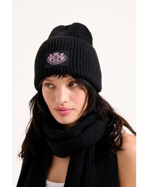 Juicy Couture Crest Scarf/Beanie Set - Black