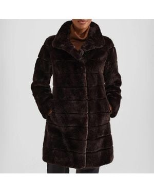 Hobbs Ros Faux Fur Coat - Black