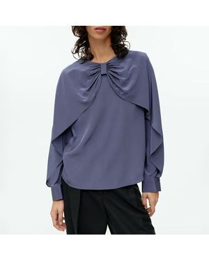 ARKET Bow Silk Cape Blouse - Blue