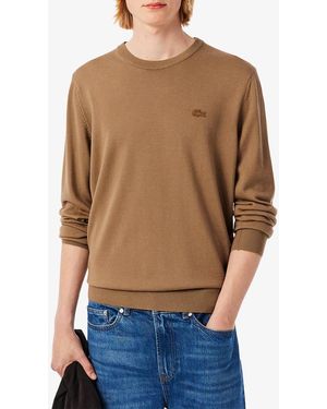 Lacoste Wool Crew Sweatshirt - Brown