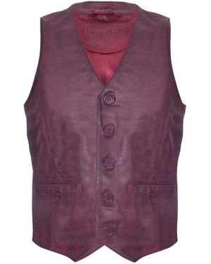 Infinity Leather Classic Burgundy Leather Waistcoat-Grantham - Purple