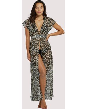 Wolf & Whistle Leopard Print Maxi Beach Cover Up Dress - Green