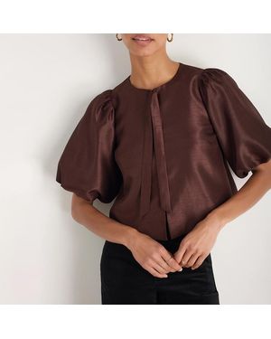 Wyse Balloon Sleeve Top - Brown