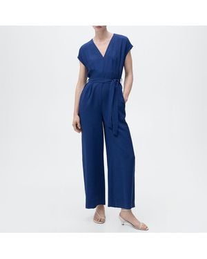 Mango Lorain Belted Jumpsuit - Blue