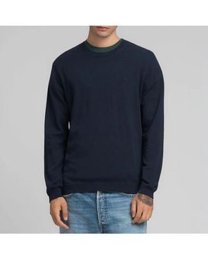 Replay Crew Neck Cotton Jumper - Blue